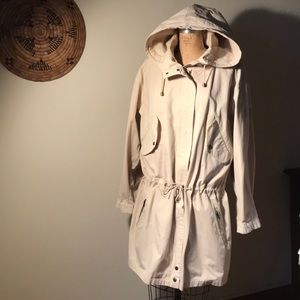 Oversized hooded draw string spring jacket